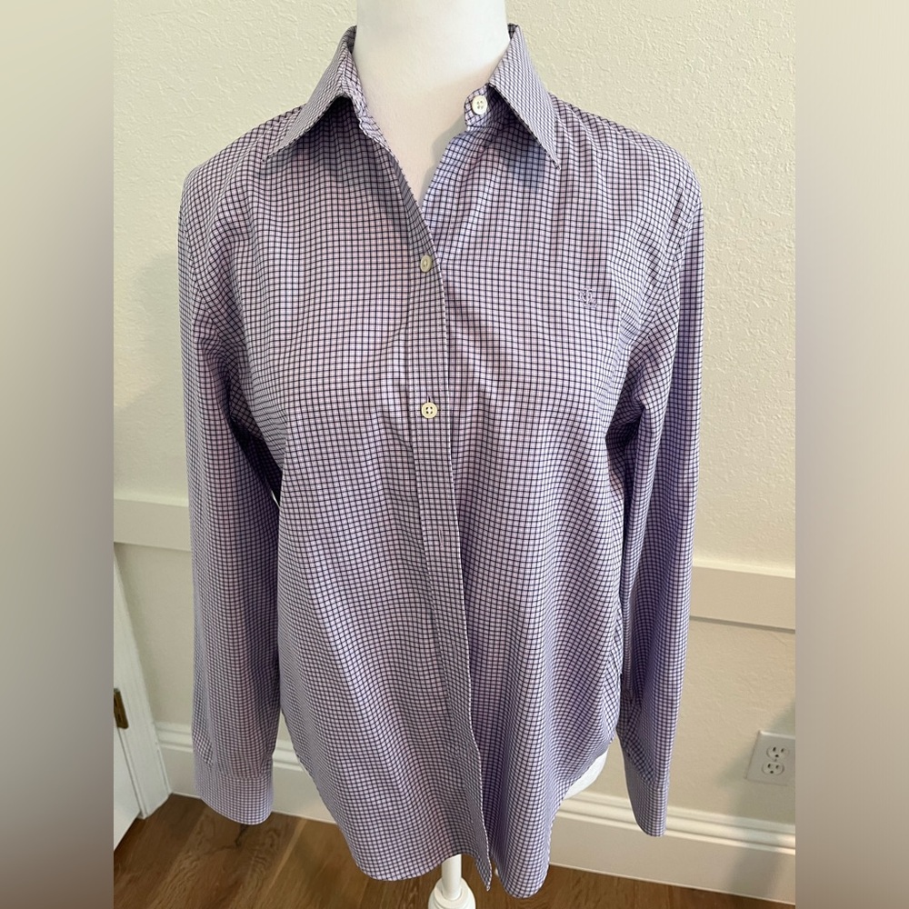 Subtle purple plaid Ralph Lauren Oxford shirt blouse M